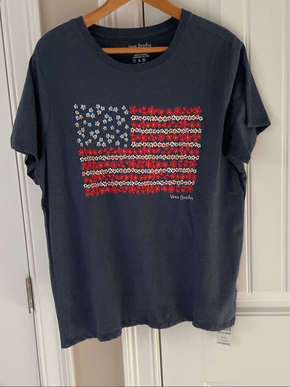 Vera Bradley Navy Tee with Floral Flag Graphic
